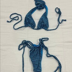 Frankie's Bikinis Blue Striped Bikini